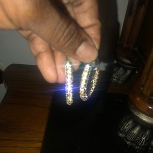 Cookie Lee Crystal and Gold hoops Medium size